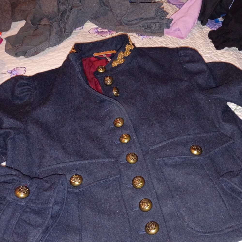 Free People Military Sergeant Blazer Jacket S Distressed Fitted Structured